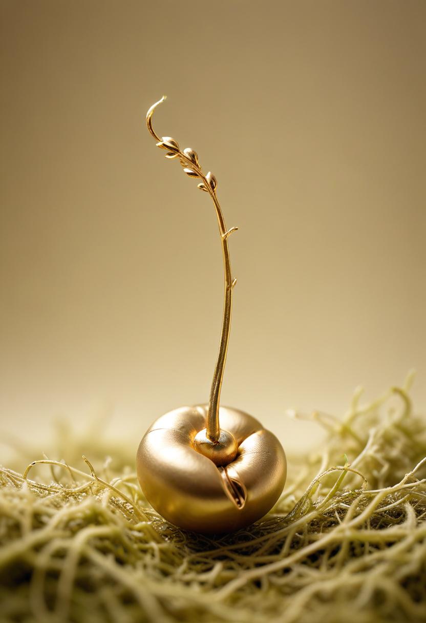 Subtle golden seed ornament
